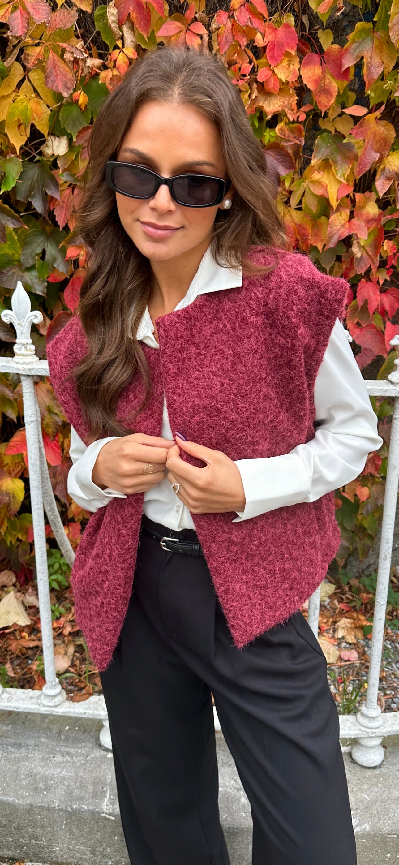 Burgundy Fluff Gilet