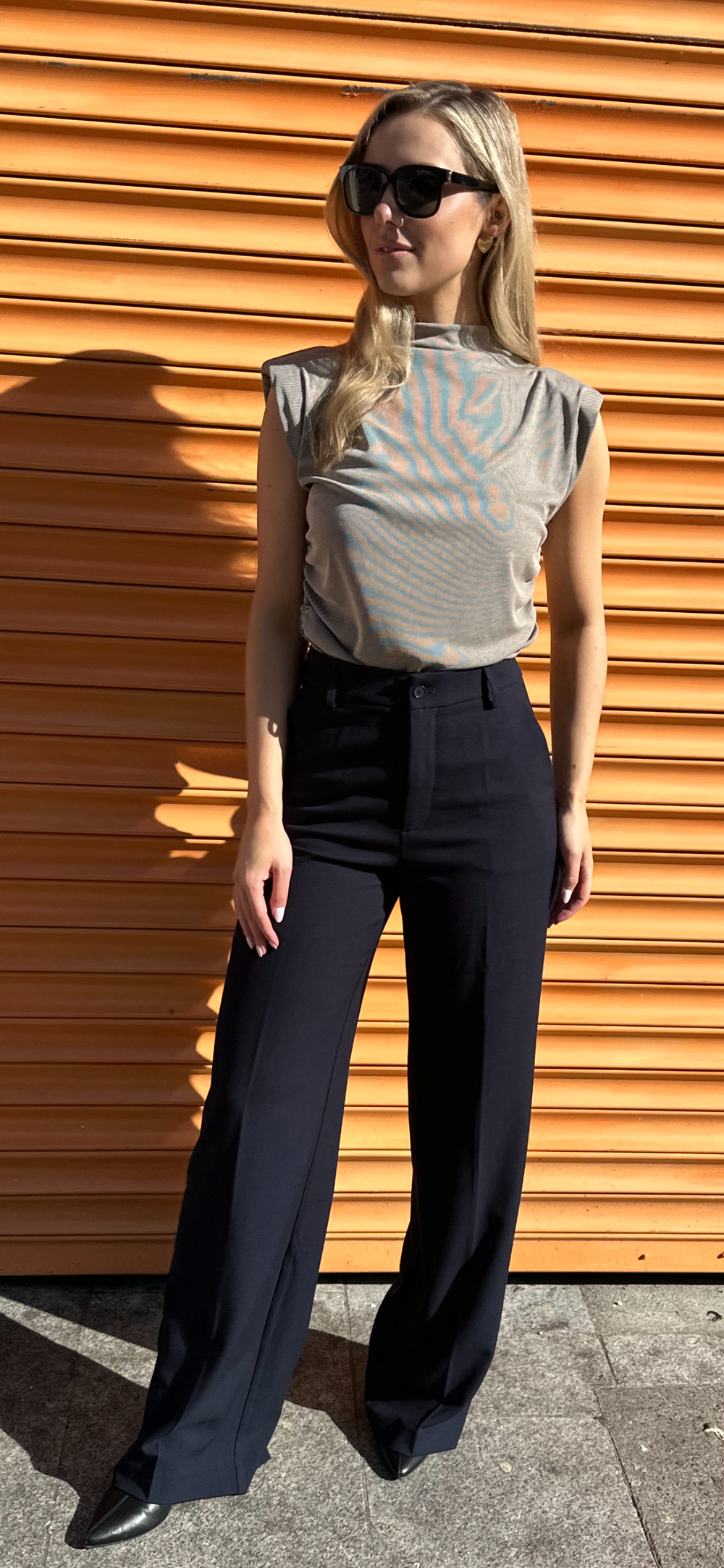 Navy High Waist Pants