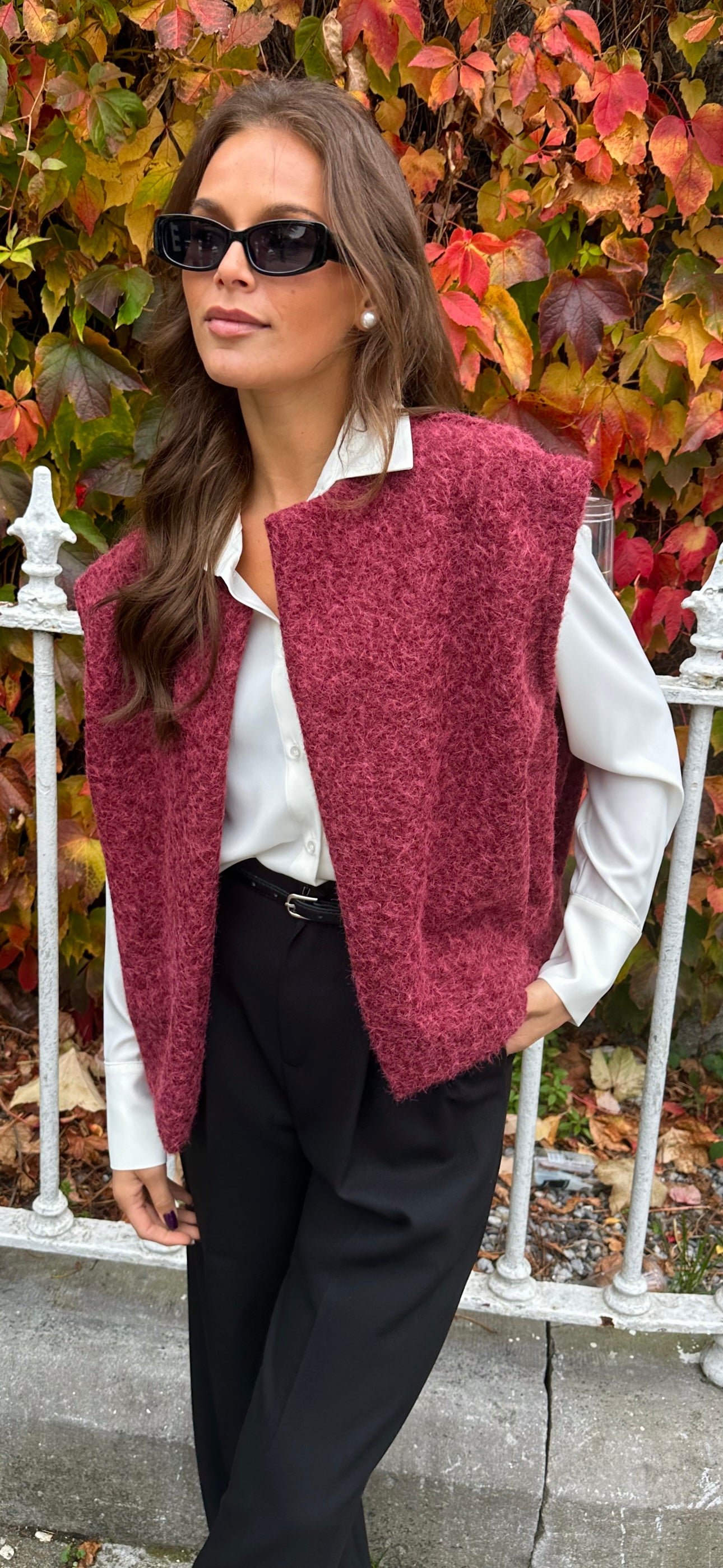 Burgundy Fluff Gilet