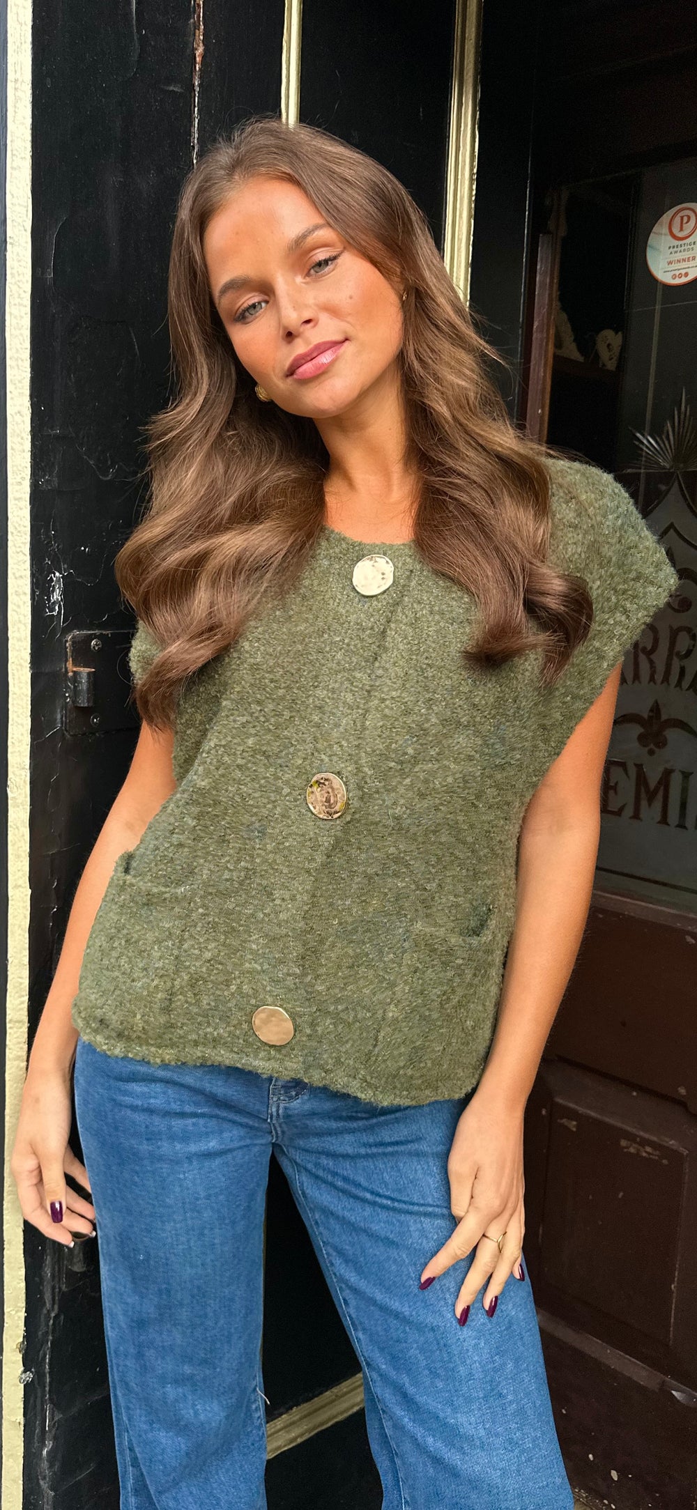 Khaki Fluffy Waistcoat