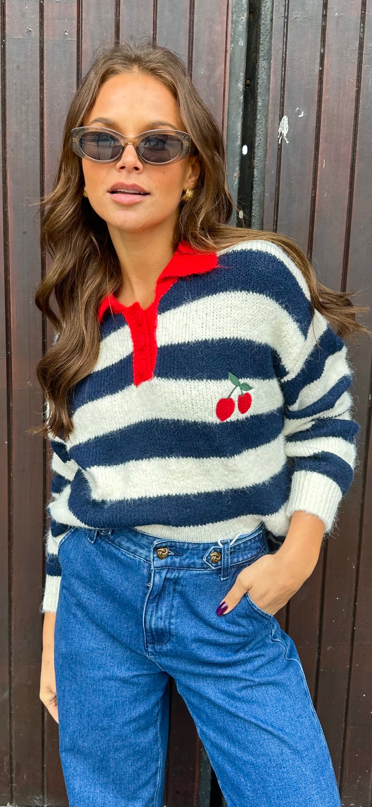 Cherry Stripe Knit